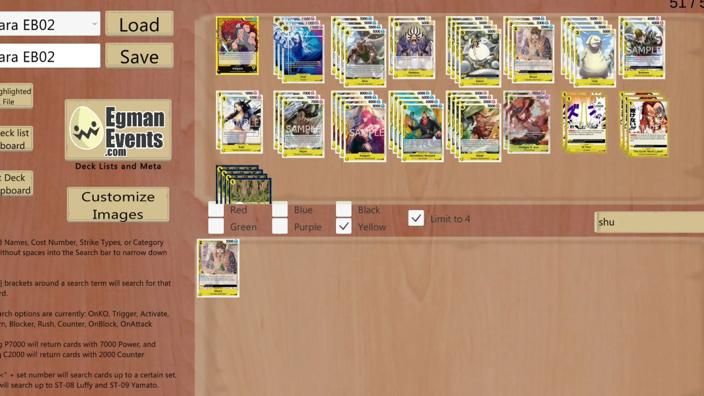 decklist Kalgara para EB02 one piece tcg